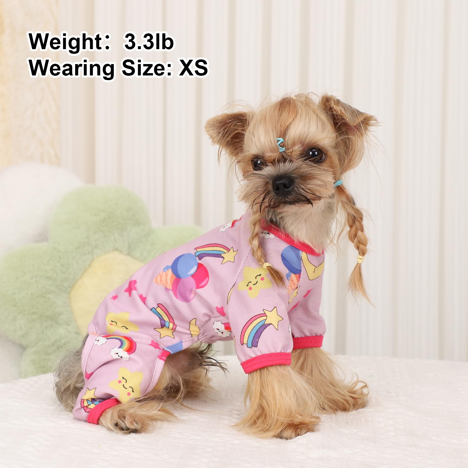 Dog Pajamas Pjs Spring Summer Dog Clothes for Small Dogs Girl - Female - Medium Size Dogs, Soft Stretchy Puppy Clothes Doggie On